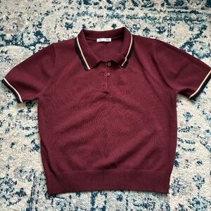 GU burgundy polo sweater Size S